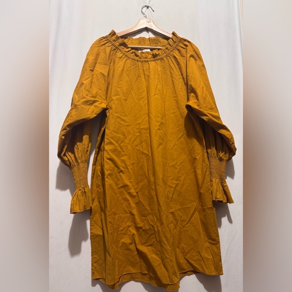 DÔEN Mustard Smocked Sleeve Dress - Picture 1 of 12